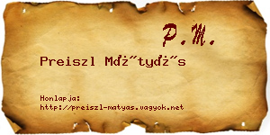 Preiszl Mátyás névjegykártya